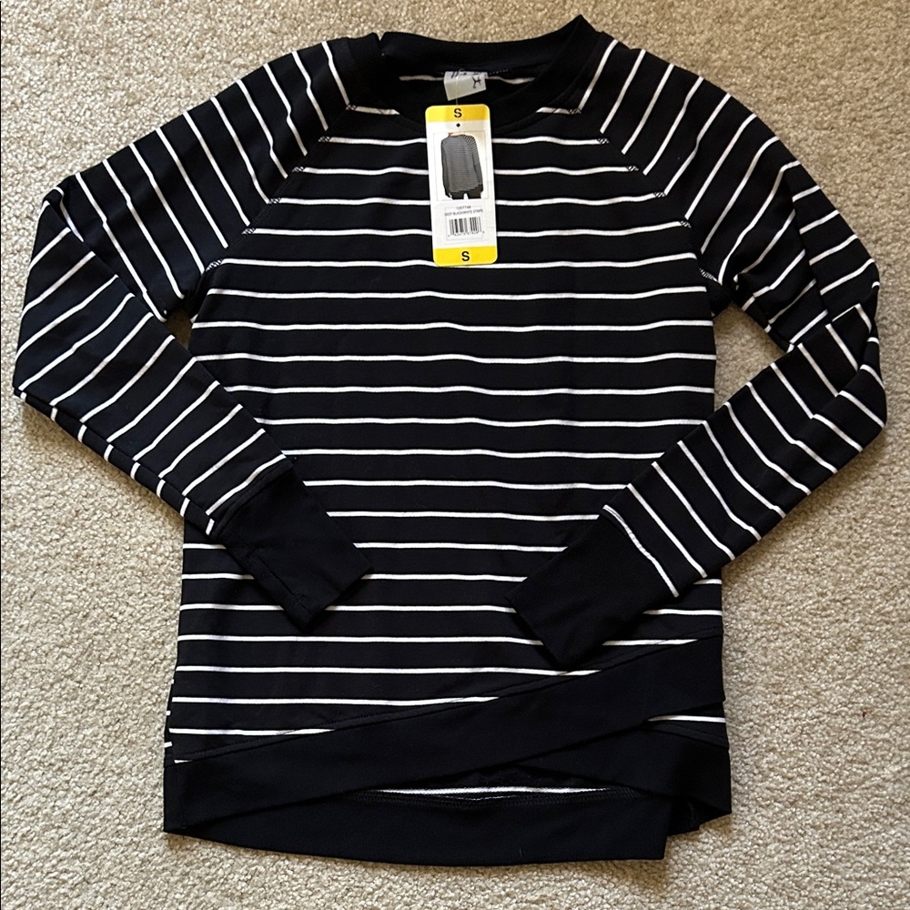 NWT Black and White Striped Long Sleeve Shirt Size Small